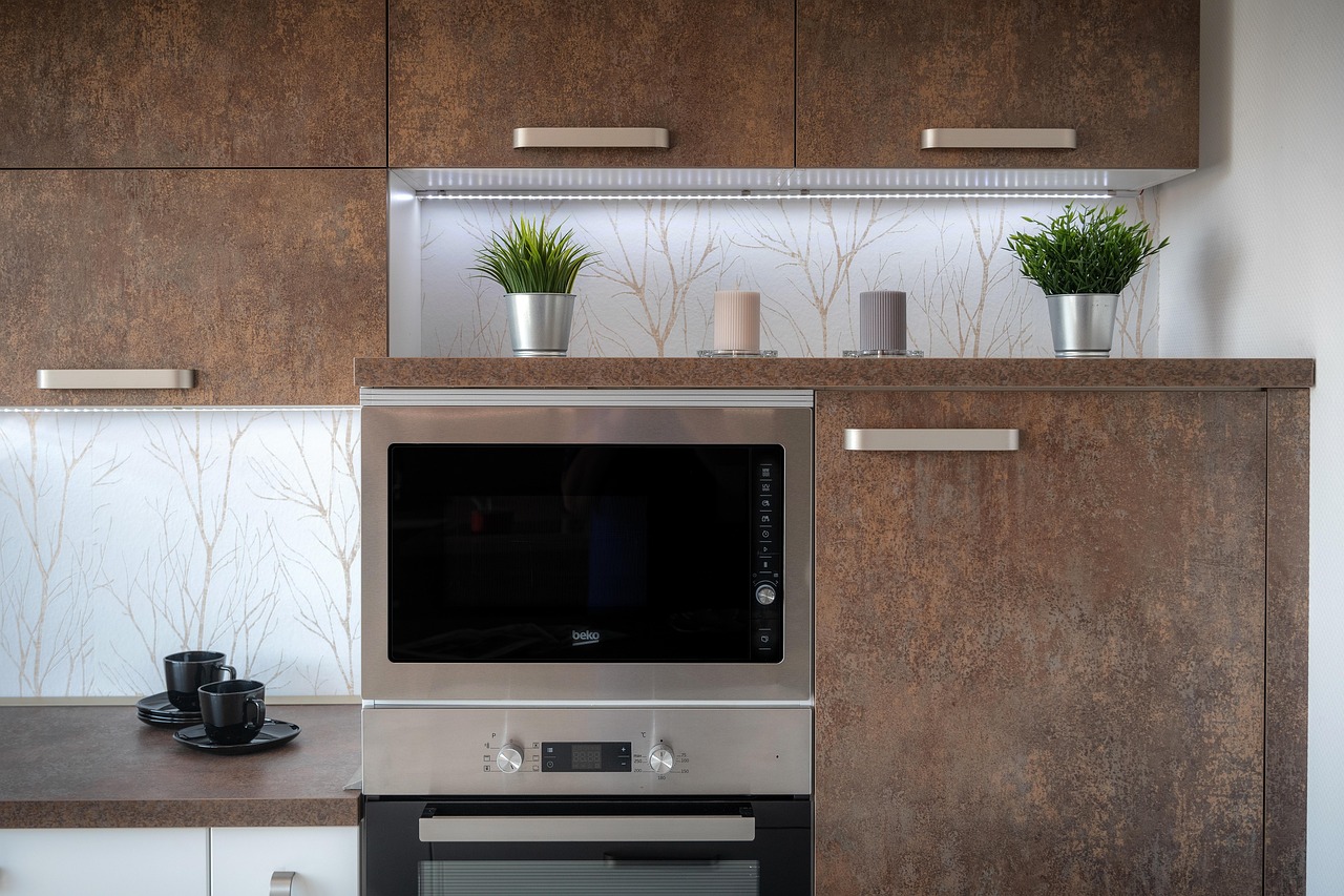 Built-in oven and microwave in a modern kitchen